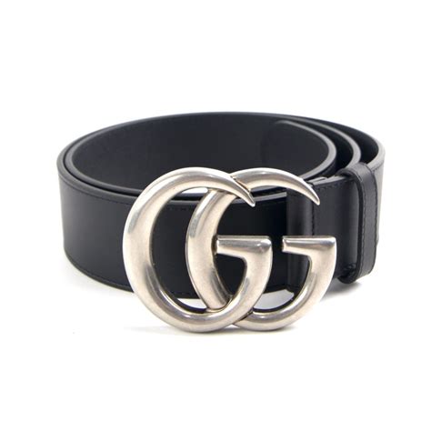 gucci belt black silver|Gucci ladies black leather belt.